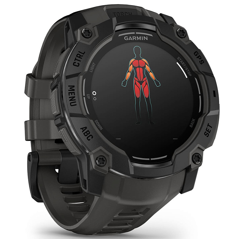 Спортивний годинник GARMIN Instinct 3 50mm AMOLED Black with Charcoal Silicone