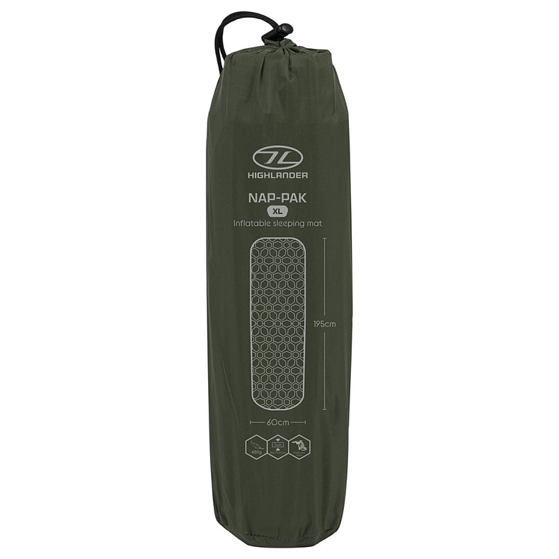 Килимок надувний Highlander Nap-Pak Inflatable Sleeping Mat XL 5 cm Olive (AIR073-OG)