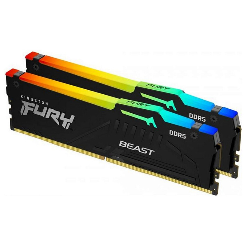 ОЗП Kingston Fury Beast RGB Black 2x32GB 5200 DDR5 (KF552C40BBAK2-64)