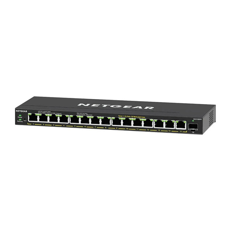 Коммутатор NETGEAR GS316EPP 15x1GE PoE+(231Вт), 1xSFP, управляемый