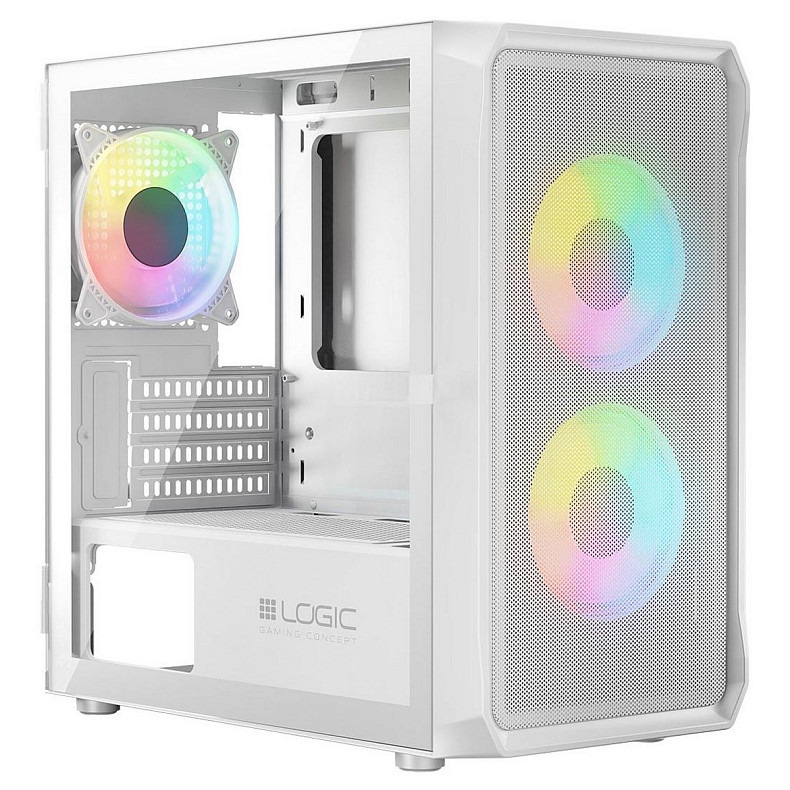 Корпус LogicConcept PORTOS MESH+GLASS ARGB fans 3x120mm WHITE без БП mATX