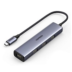 Хаб USB 3.2 Type C -> 4xUSB 3.2 Пассивный, 0.2м Серый CM473 UGREEN