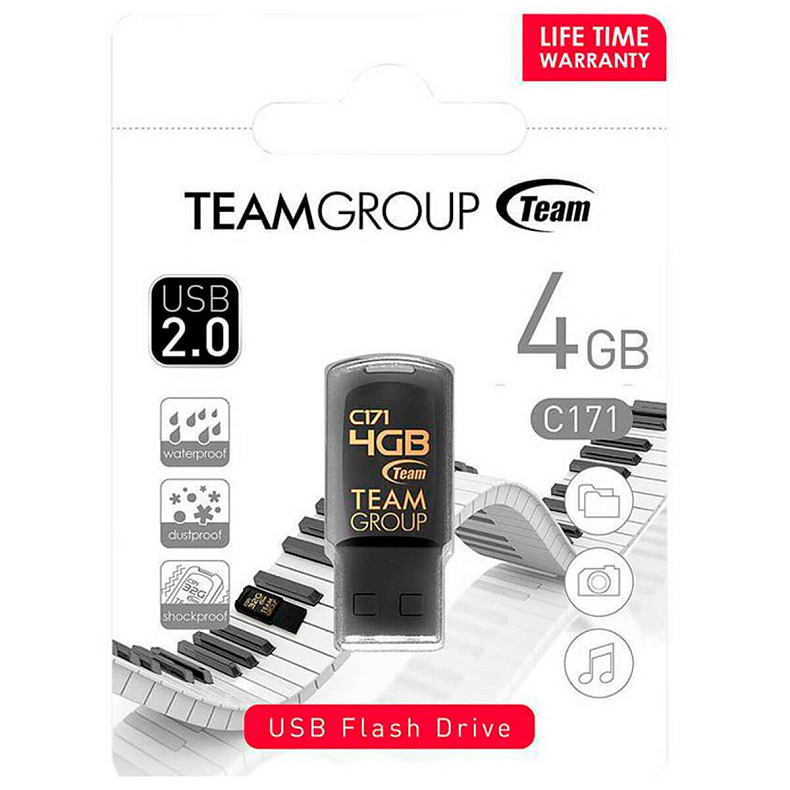 Флеш накопитель 4GB Team C171 Black (TC1714GB01)