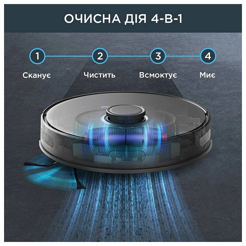 Робот-пилосос Rowenta X-Plorer Serie 75 S, h=9.5см, вологе прибирання, конт пил -0.4л, вода -0.3л, а