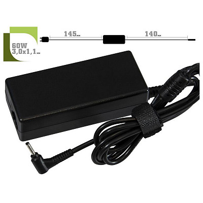 Блок живлення 1StCharger для ноутбука Samsung 19V 60W 3.16A 3.0х1.0мм + каб.пит. (AC1STSA60WC)