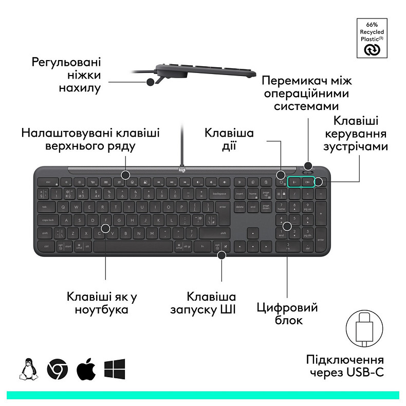 Комплект (клавиатура, мышь) Logitech Signature Slim Combo MK620 Graphite (920-013349)
