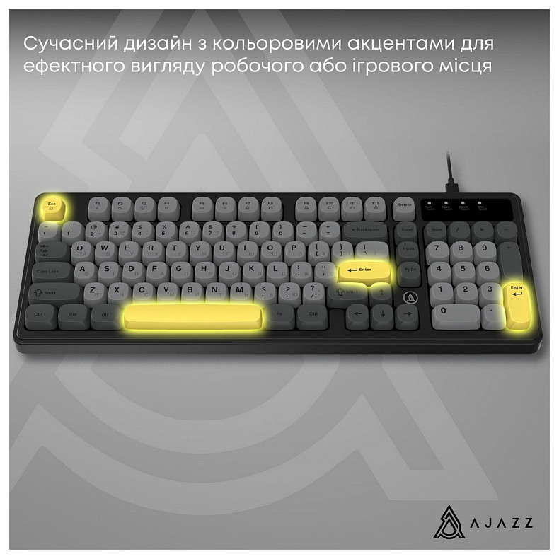 Клавиатура Ajazz AF98 Black USB-C Black Gray Yellow (AF98-BGY)