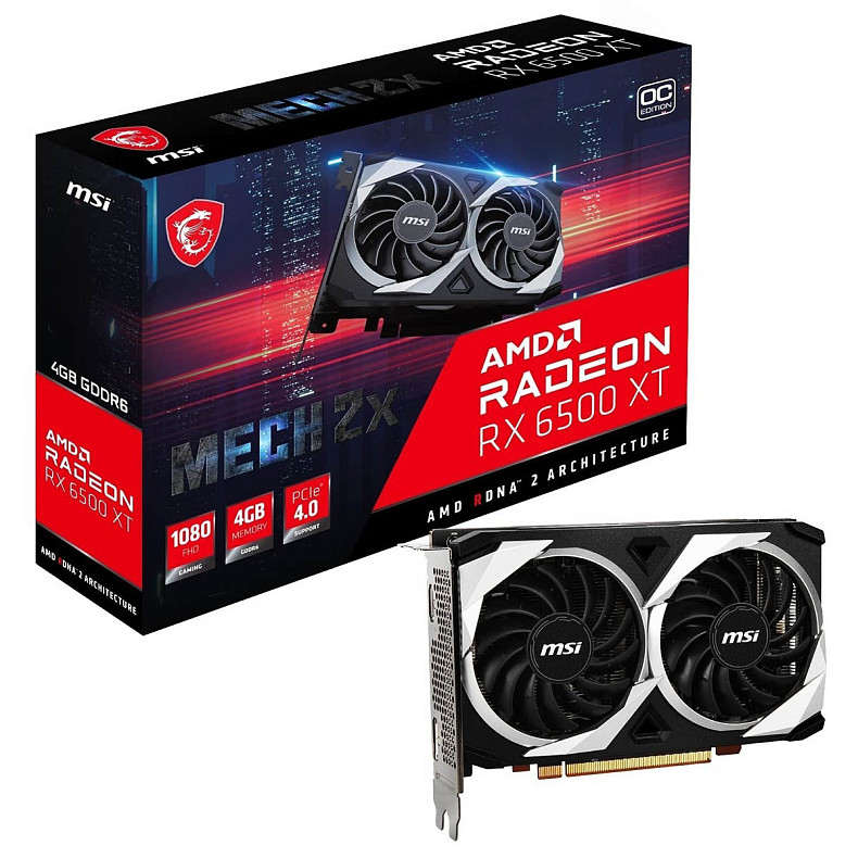 Видеокарта MSI Radeon RX 6500 XT 4GB GDDR6 MECH 2X OC (912-V508-009)