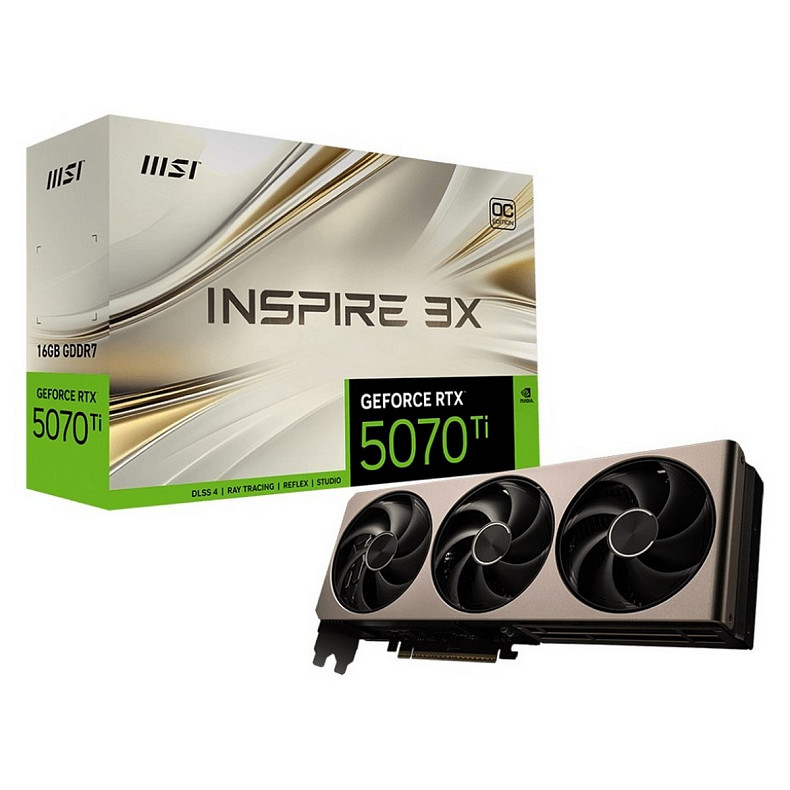 Видеокарта MSI GeForce RTX 5070 Ti Inspire 3X OC 16GB GDDR7 (GeForce RTX 5070 Ti 16G INSPIRE 3X OC)