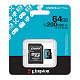 Карта пам'яті MicroSDXC 64 GB UHS-I/U3 Class 10 Kingston Canvas Go! Plus R200/W200MB/s + SD-адаптер (S