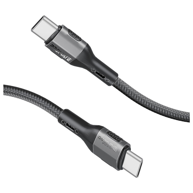 Кабель Promate USB Type-C - USB Type-C (M/M), 3A, 60W, 1.2 м, Black (fletchlink-cc.black)