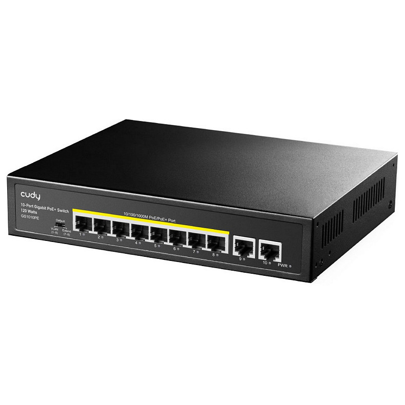 Комутатор Cudy GS1010PE, 8-Port Gigabit PoE+ Switch with 2 Gigabit Uplink Ports 120W