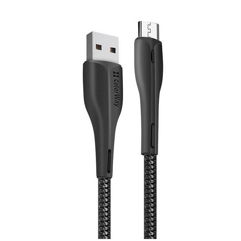 Кабель ColorWay USB-MicroUSB, 2.4А, 1м, PVC+Led, Black (CW-CBUM034-BK)