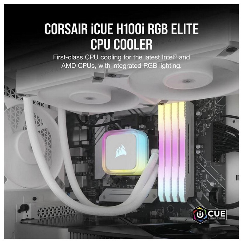 Система водяного охолодження Corsair iCUE H100i RGB Elite Liquid CPU Cooler White (CW-9060078-WW)