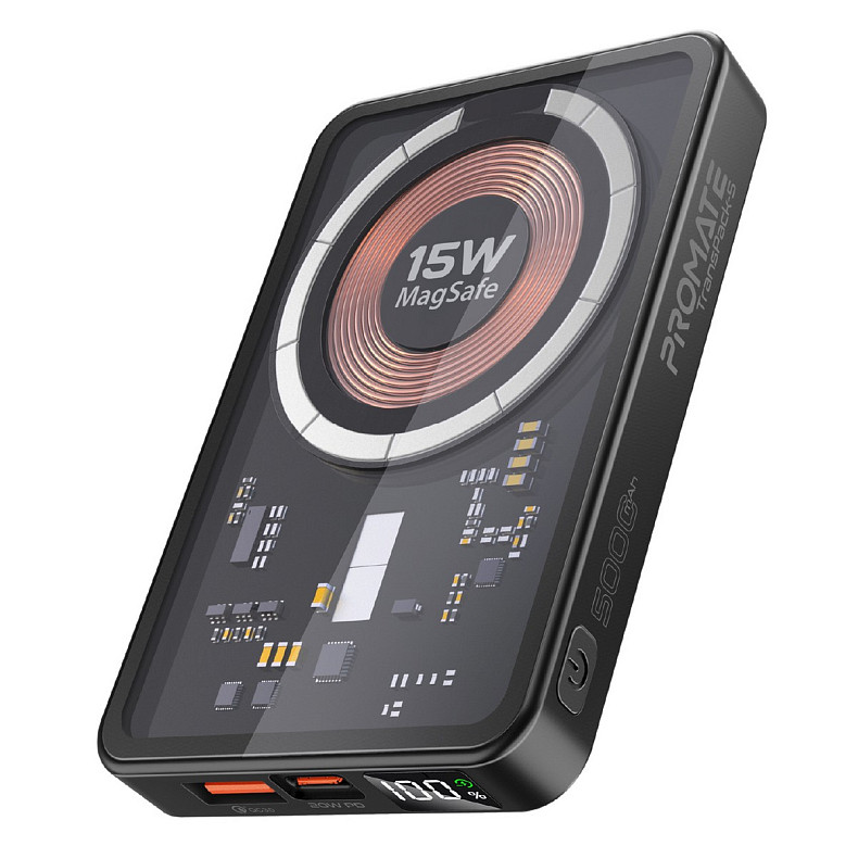 Универсальная мобильная батарея Promate TransPack-5 5000mAh 22.5W Black (transpack-5.black)