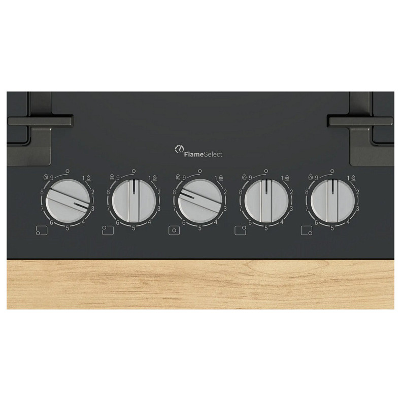 Варильна поверхня Bosch газова на склі, 75см, чавун, чорний