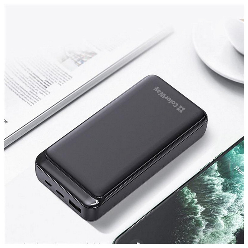 Универсальная мобильная батарея ColorWay Slim 20000mAh Black (CW-PB200LPG3BK-PD)