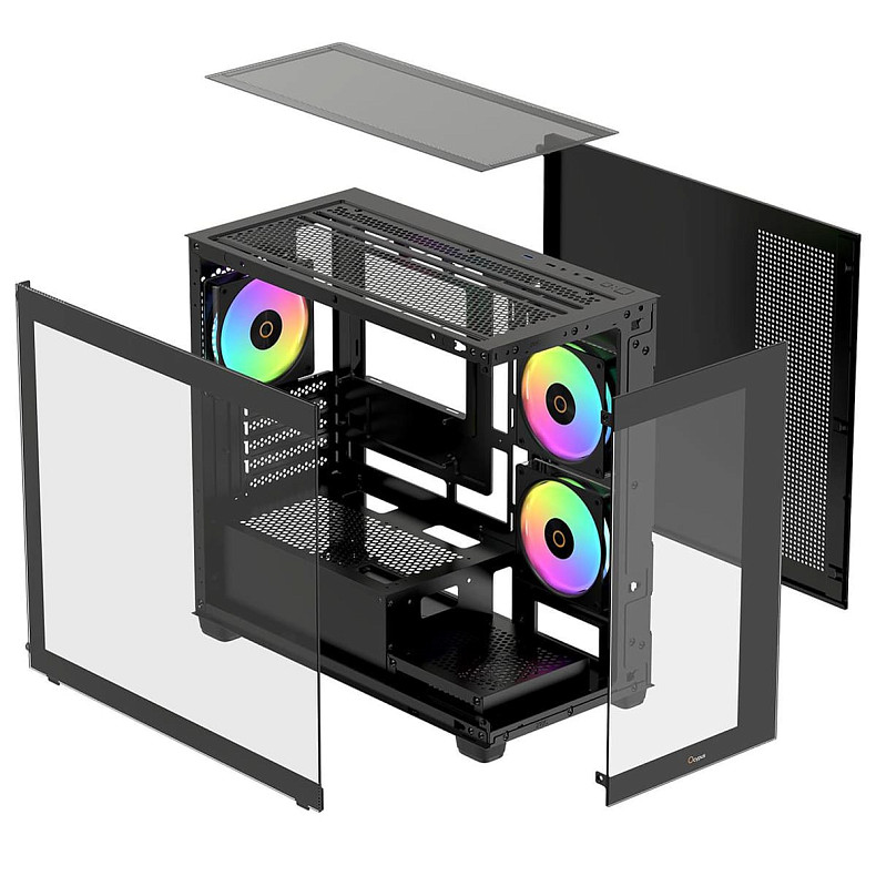 Корпус Ocypus GAMMA C52 W/O PSU, BK ARGB mATX (GAMMA-C52-BKD300XX-GL)