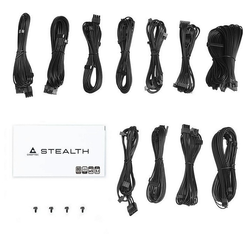 Блок питания CHIEFTEC Stealth (1200W), >92%, 80+ Platinum, 135мм FDB, 1xMB 24pin(20+4), 2xCPU 8pin(