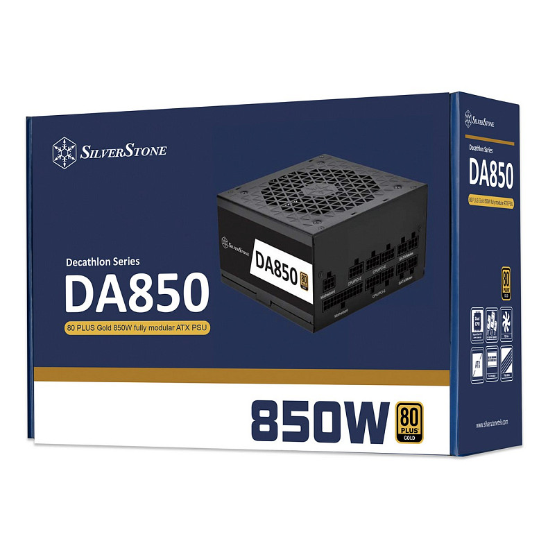 Блок питания SilverStone Decathlon(850W), >90%, 80+ Gold, 120мм, 1xMB 24pin(20+4), 2xCPU 8pin(4+4)