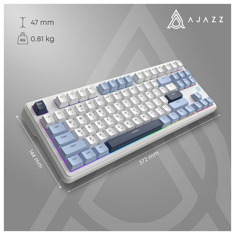Клавиатура Ajazz AK870 V2 Flying Fish Switch White USB-C (AK870-V2-FF-BWB)