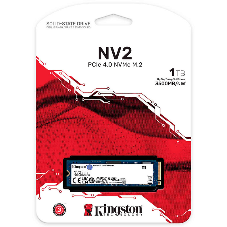 SSD диск Kingston 1TB M.2 NVMe NV2 M.2 2280 (SNV2S/1000G)