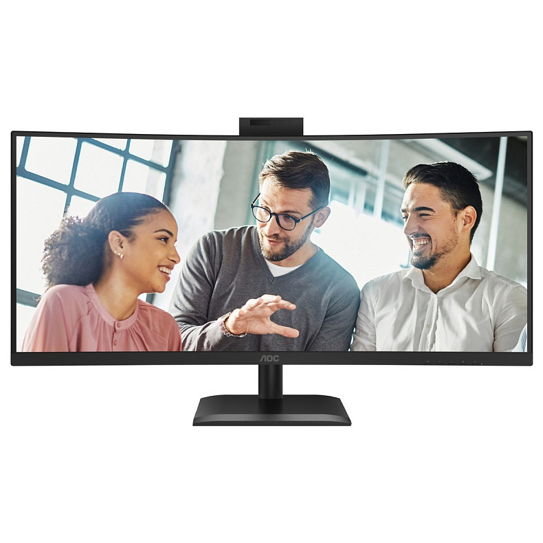 Монітор AOC 34" CU34E4CW, WQHD, VA, 120Гц, вигн., 2xHDMI, DP, USB-C, RJ-45, USB-hub,cam,HAS, кол.