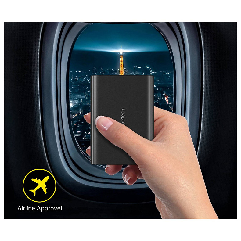 УМБ Choetech 27000mAh 222.5W, 2xUSB-C PD3.0 100+100W, 2хUSB-A QC3.0 22W, Li-pol, Display, black