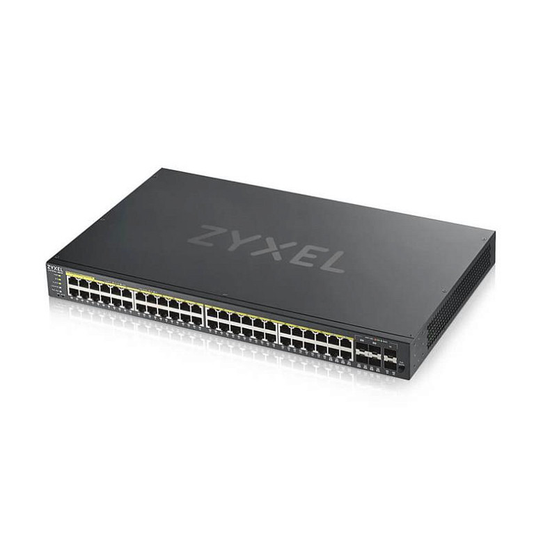 Комутатор ZYXEL GS1920-48HPv2 (4xGE, 4xGE/SFP, 2хSFP, 48хGE PoE, Max PoE 375W, Smart, NebulaFlex)