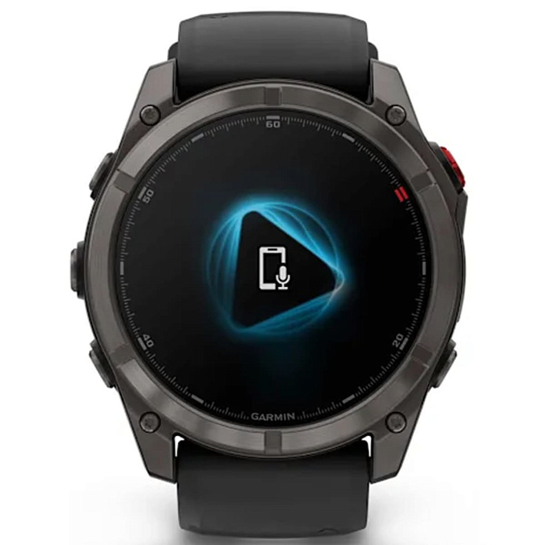 Спортивний годинник GARMIN Fenix ??8 Pro 51 mm AMOLED Sapphire Carbon Gray DLC Titanium with Black/Pebble Gray Silicone Band (010-03199-00)