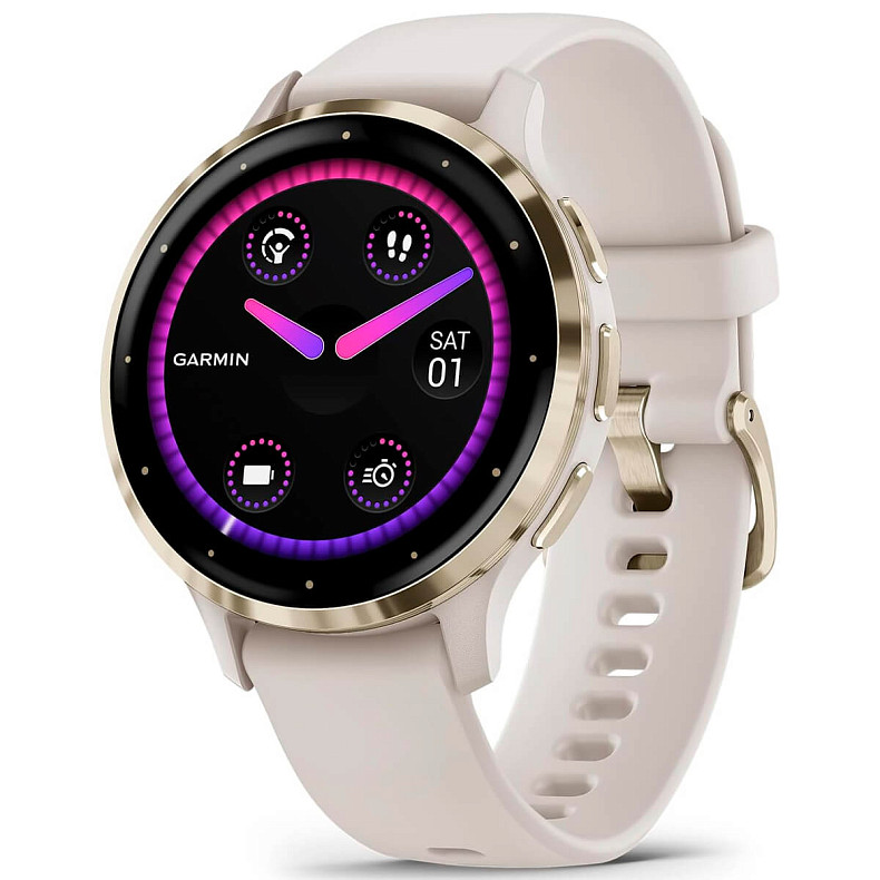 Спортивний годинник GARMIN Venu 3s Soft Gold Stainless Steel Bezel with Ivory Case and Silicone Band