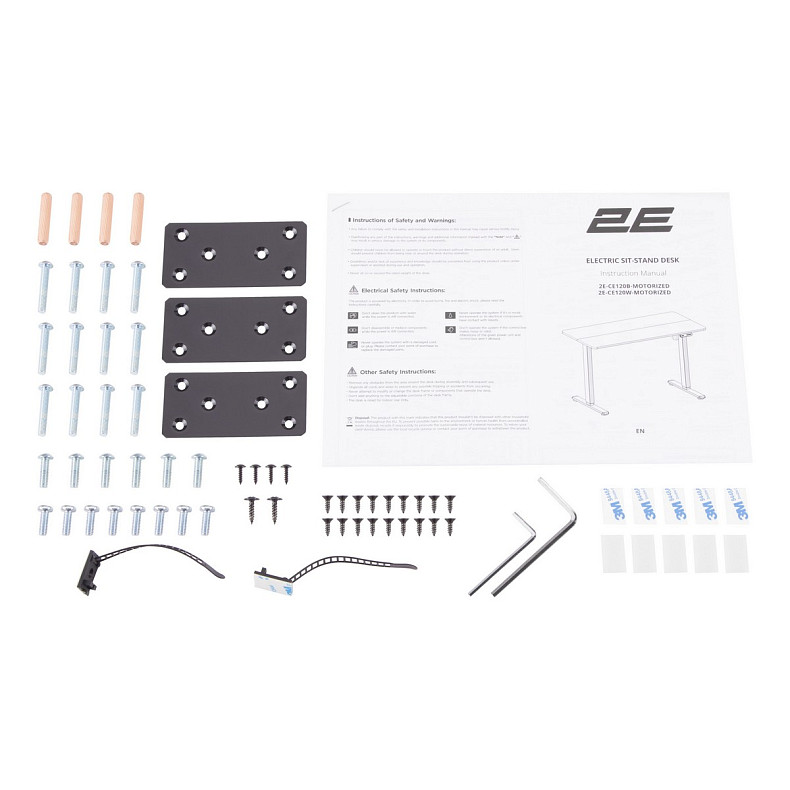Стол компьютерный 2E СЕ120B-MOTORIZED, регулировка высоты, электропривод 220В, 73/118х120x60см, черный