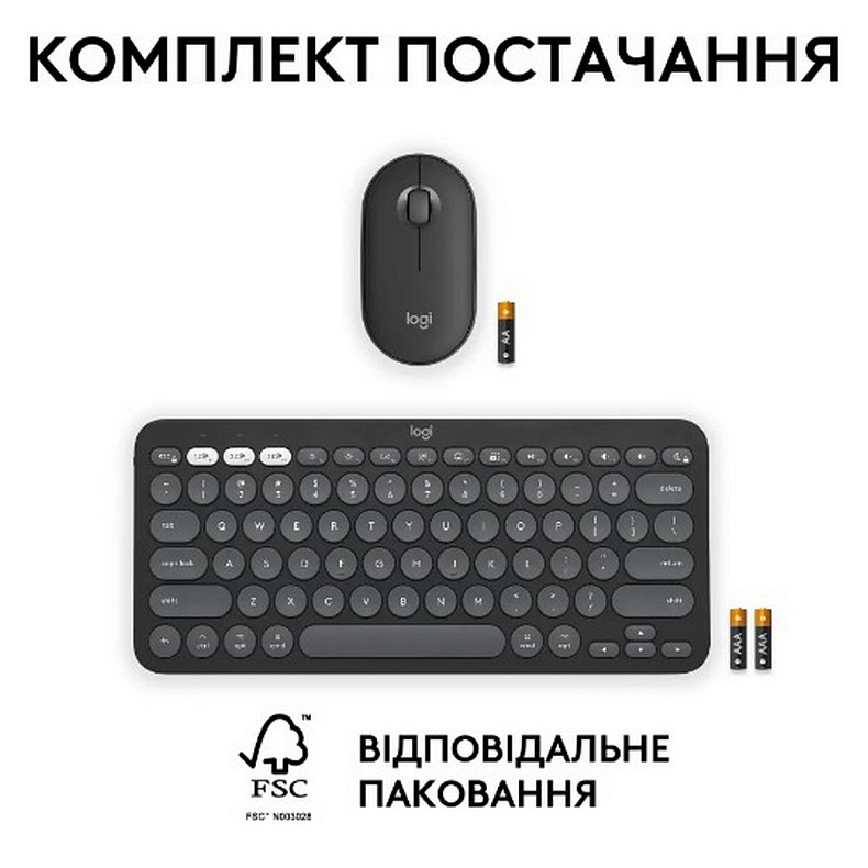Комплект LOGITECH Pebble 2 Combo for Mac - TONAL GRAPHITE - US INT'L - BT - MAC
