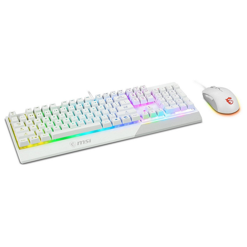 Комплект клавиатуры и мыши MSI Vigor GK30 COMBO WHITE UA USB, EN/UKR/RU, RGB, белый