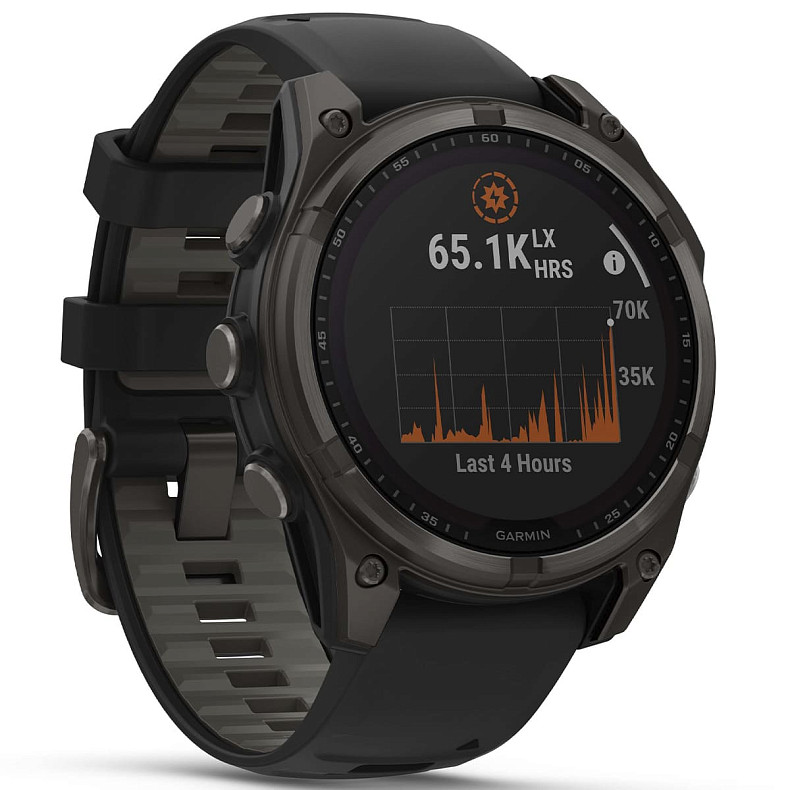 Спортивний годинник GARMIN Fenix 8 47mm Sapphire Solar Carbon Gray DLC Titanium with Black Silicone Band