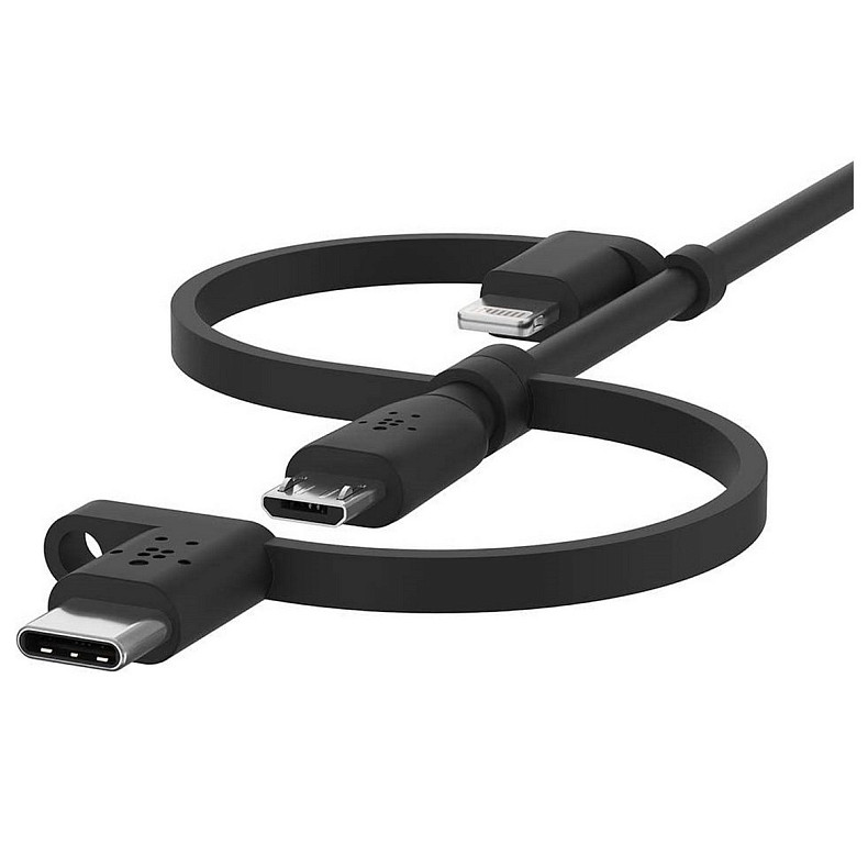 Кабель Belkin USB-A > Lightning/USB-С/microUSB, 1м, чорний