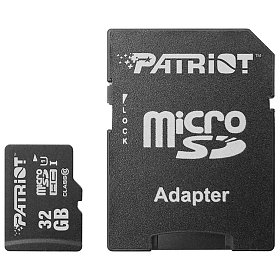 Карта памяти MicroSDHC 32GB UHS-I Class 10 Patriot LX + SD-adapter (PSF32GMCSDHC10)