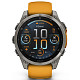 Спортивний годинник GARMIN Fenix 8 47mm AMOLED Sapphire Graphite DLC Titanium with Spark Orange Silicone Band