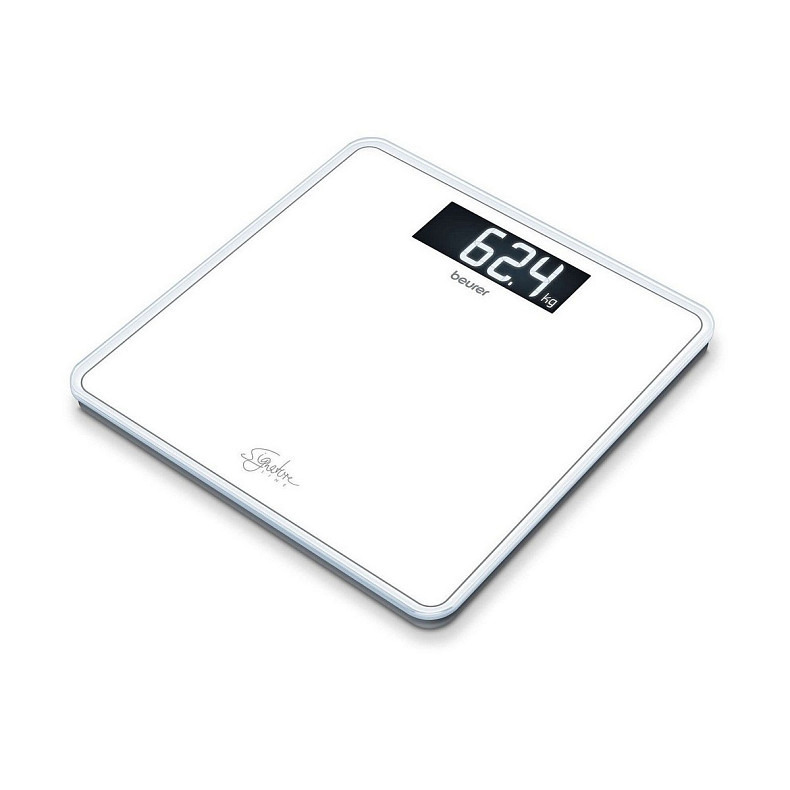Ваги Beurer підлогові, 200кг, великий дисплей, АААx3 в комплекті, загартоване скло, білий