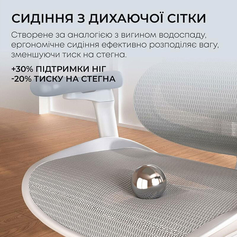 Крісло офісне з підставкою для ніг Sihoo DORO C300L Mesh White