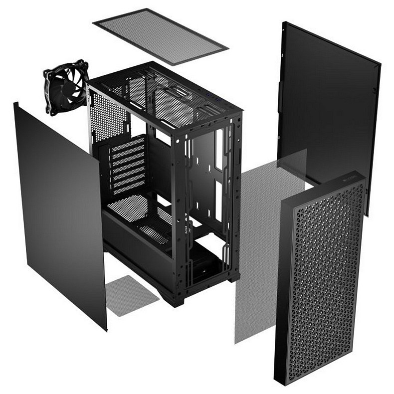 Корпус LogicConcept dart pro midi solid black fan 120mm без БП ATX