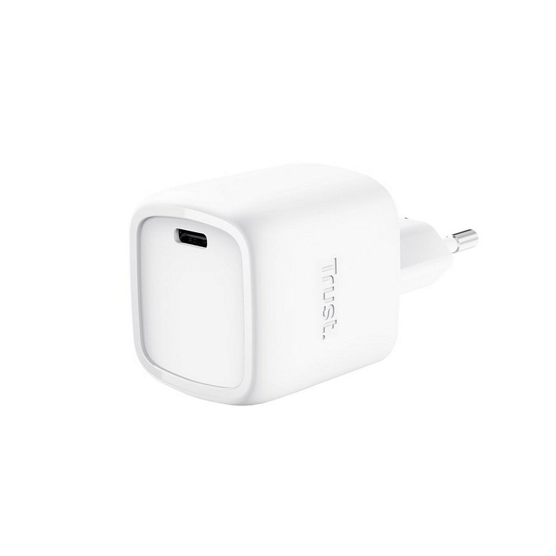 Зарядний пристрій Trust Maxo 30Вт, GaN, USB-C, PD/PPS, білий