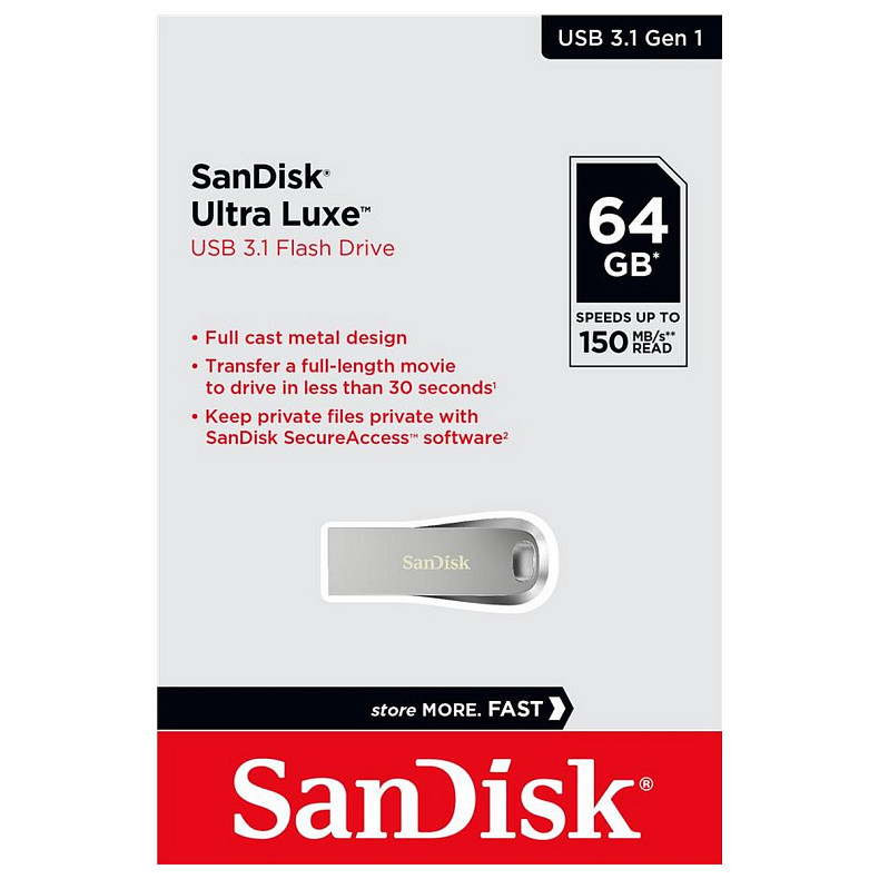 Накопитель SanDisk 64GB USB 3.1 Ultra Luxe