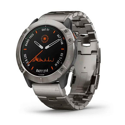 Спортивные часы Garmin Fenix 6X Pro Solar Titanium with Vented Titanium Bracelet