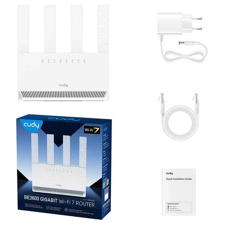 Wi-Fi Роутер Cudy WR3600E, BE3600 Gigabit Wi-Fi 7 Router