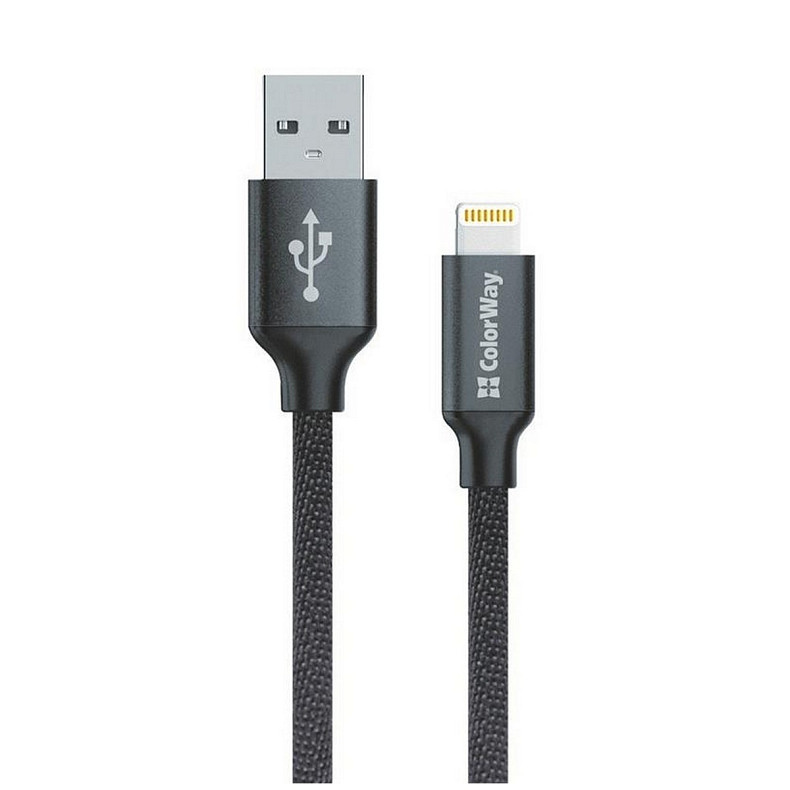 Кабель ColorWay USB-Lihgtning, 1м Black (CW-CBUL004-BK)