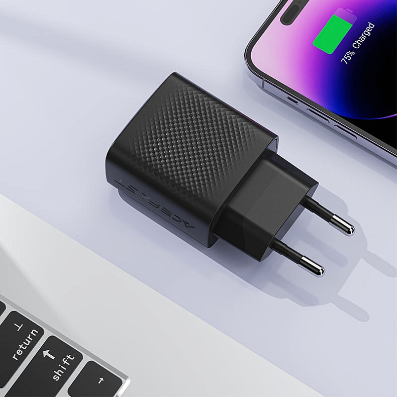 Зарядное устройство Acefast 1xUSB-C 25W Gan A104 Fast Charger black