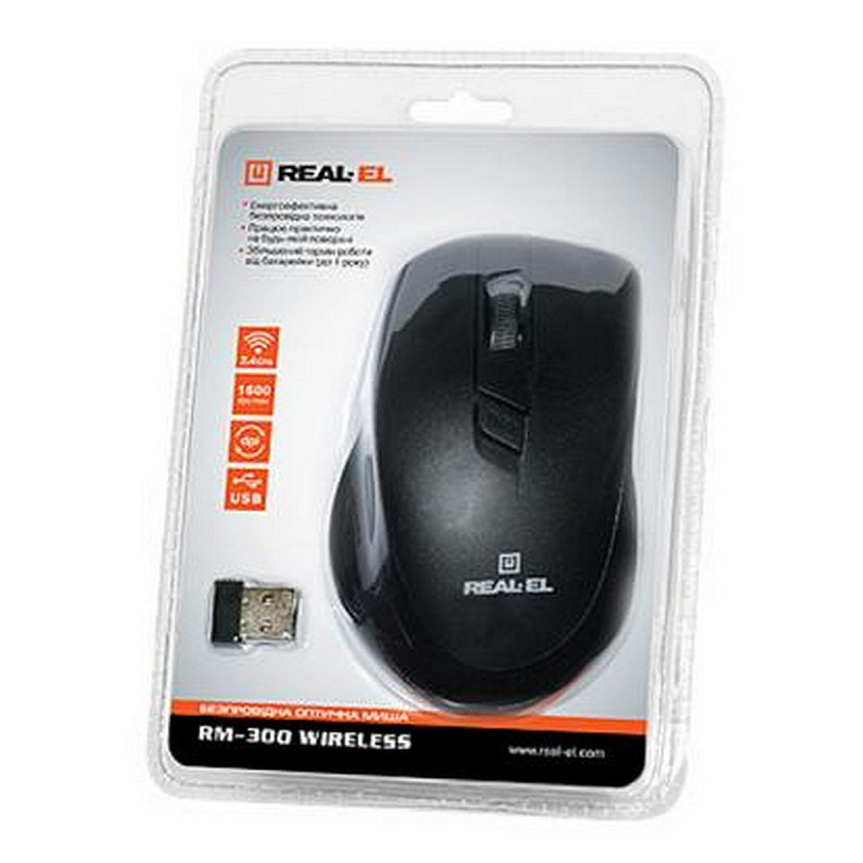 Мишка REAL-EL RM-300 Wireless Black-Grey