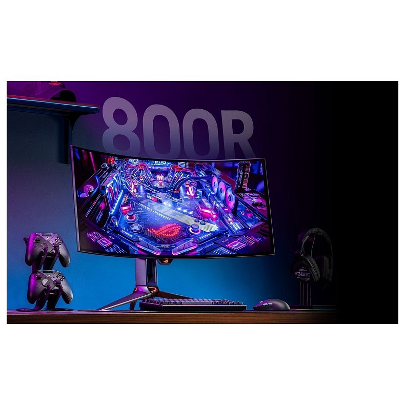 Монитор Asus 33.9" ROG Swift PG34WCDM 2xHDMI, DP, USB-C, 3xUSB, MM, OLED, 3440x1440, 21:9, 240Hz