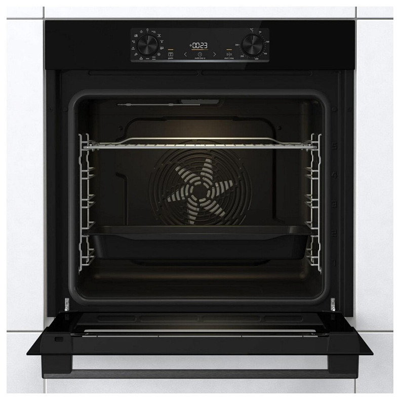 Духова шафа Gorenje електрична, 77л, A+, дисплей, макс.темп.- 300, IconLed, чорний